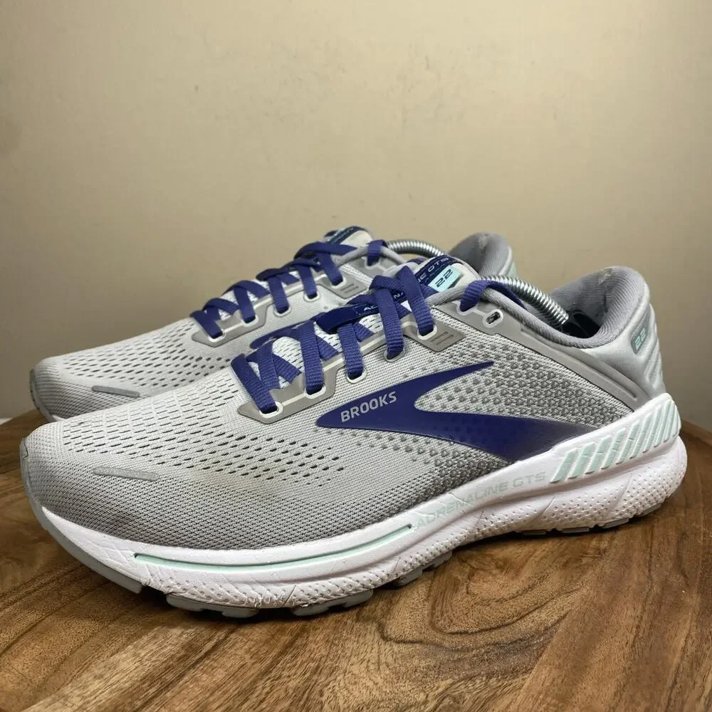 Brooks Adrenaline GTS 22 Gray Womens Gray And Blue Size 9.5 B Running Shoes